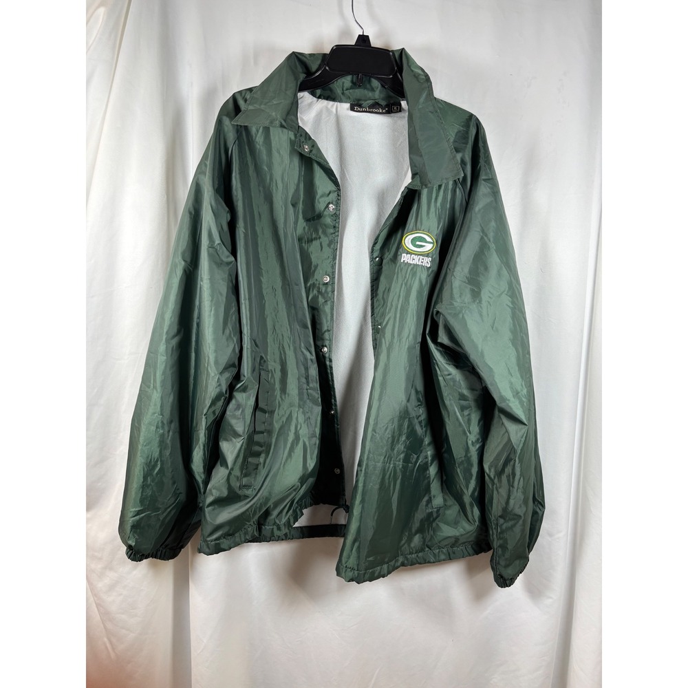 Dunbrooke Green Bay Packers Mens XL Coaches Jacket Snap Front Green Windbreaker